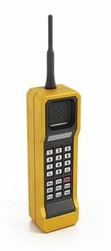 Retro cellphone isolated on white background. 3D illustration Stock Illustration