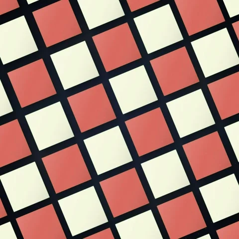 Retro Checkerboard Pattern: Cream and Coral Squares on Dark Background, Abs.. Stock Footage 348229895