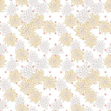 Retro chic flower pattern on fine polka dot Stock Illustration