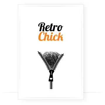 Retro chick, vector. Funny illustration isolated Stock Illustration