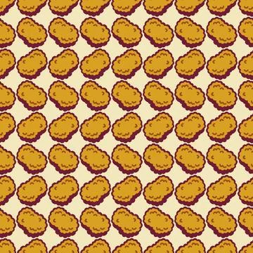 Retro Chicken Nuggets Seamless Pattern, Crispy Fast Food Snack Vector Repea.. Stockillustratie