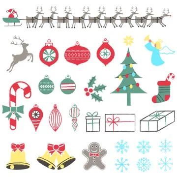 Retro Christmas Elements Stock Illustration