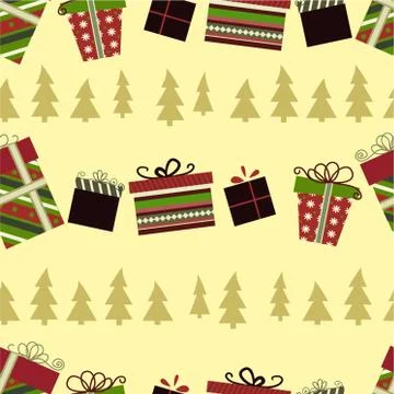 Retro Christmas Gift boxes Stock Illustration