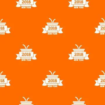 Retro christmas gift pattern vector orange Stock Illustration