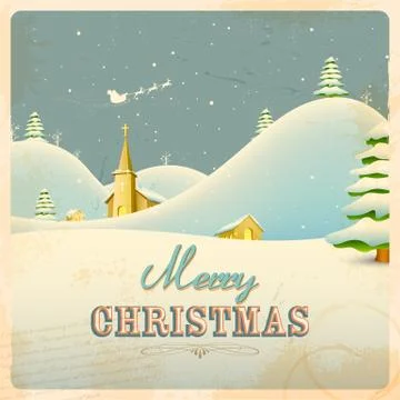 Retro Christmas Night Stock Illustration