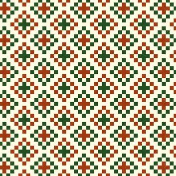 Retro Christmas pixel art geometric seamless pattern Stock Illustration