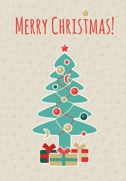 Retro Christmas Postcard Stock Illustration