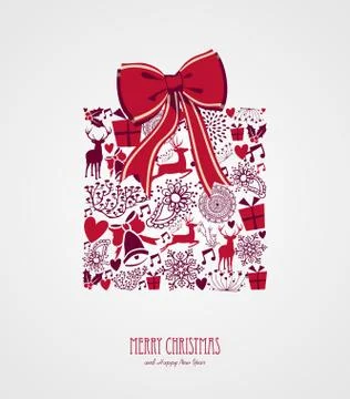 Retro christmas present composition vector file. Stock Illustration