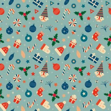 Retro Christmas seamless pattern Stock Illustration