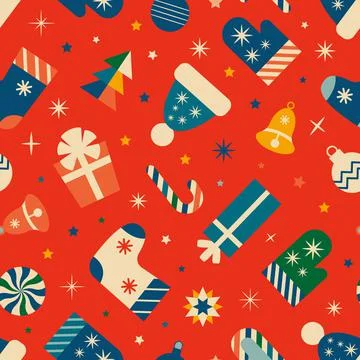 Retro Christmas seamless pattern. Vector illustration Stock Illustration