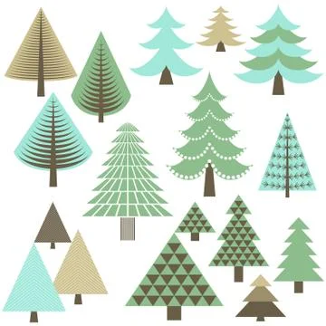 Retro Christmas Trees Stock Illustration