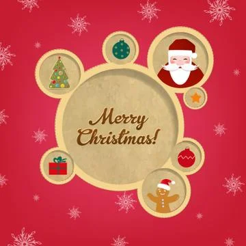 Retro christmas web design bubbles and santa claus Stock Illustration