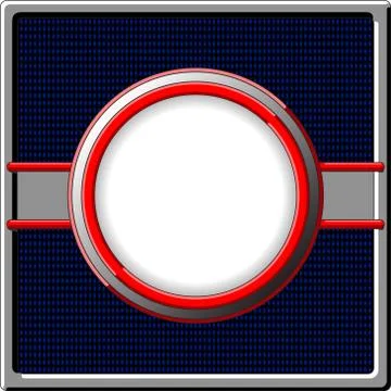 Retro chrome frame with red circle and blue background Ilustración de archivo