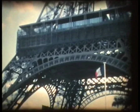 Retro Cine - Eiffel Tower Paris France Stock Footage 709930