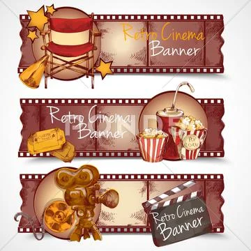 Retro cinema banners Stock Illustration