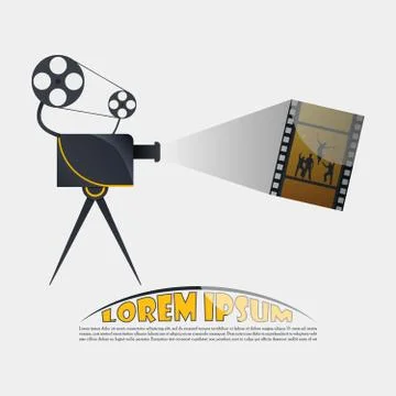 Retro cinema labels badges emblems and design elements. Vector vintage illust イラスト素材