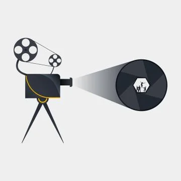 Retro cinema labels badges emblems and design elements. Vector vintage illust Stock Illustration
