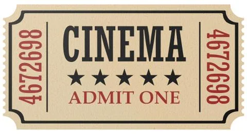 Retro cinema ticket isolated Stock Illustration