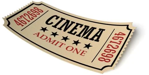 Retro cinema ticket with shadow Stock Illustration