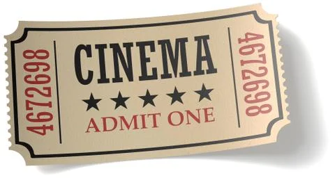 Retro cinema ticket with shadow Stock Illustration