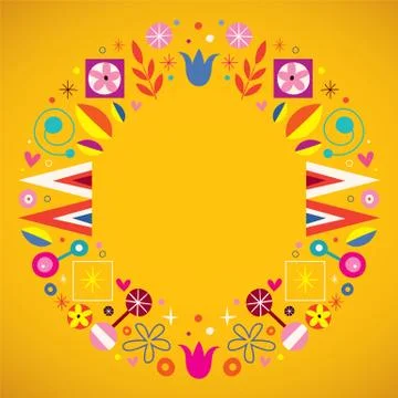 Retro circle round frame border Stock Illustration