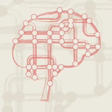 Retro circuit board form of brain Stock Illustration