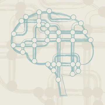 Retro circuit board form of brain Stock-Illustration