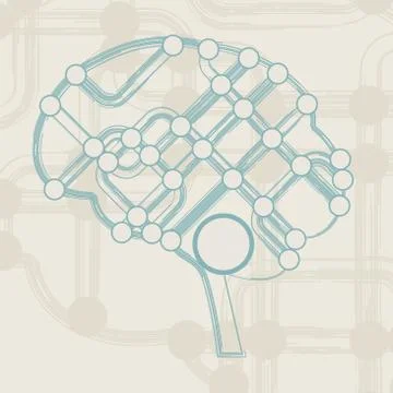 Retro circuit board form of brain Stock Illustration