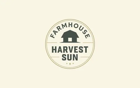 Retro circular farmhouse stamp vector logo provides modern organic food marke Stock Illustration
