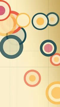 Retro circular geometric pattern with layered rings in warm beige, teal, or.. Illustrazione stock