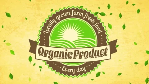 Retro circular mark for deal offering locally grown farm pure healthful food Stock Footage 130670716