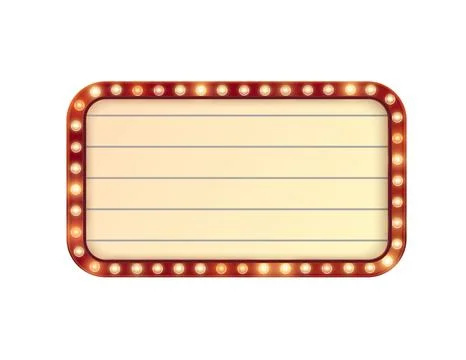Retro circus rectangular frame with glowing bulbs, vector illustration. Stock Illustration