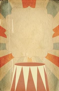 Retro circus style poster template on sunbeam background Stock Illustration