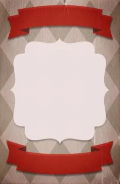 Retro circus style poster template on rhombus background with ribbons Stock Illustration
