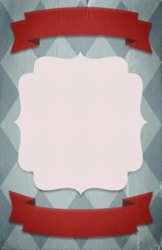 Retro circus style poster template on rhombus background with ribbons Stock Illustration