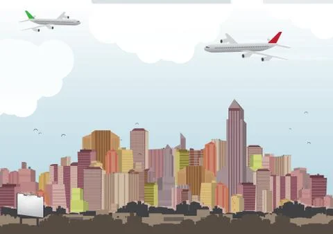Retro City Skyline Background - Vector Illustration Stock Illustration