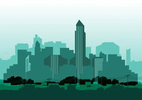 Retro City Skyline Background - Vector Illustration Stock Illustration