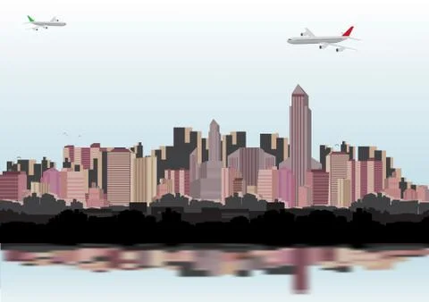 Retro City Skyline Background - Vector Illustration Stock Illustration