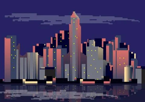 Retro City Skyline Background - Vector Illustration Stock Illustration