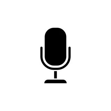 Retro Classic Studio Sound Microphone Solid Flat Vector Icon Isolated on Whit Stock-Illustration