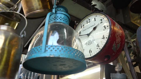 Retro Clock and Vintage Lamp, Mumbai, India, Editorial Use 19 Oct 2025 Stock Footage 320548812