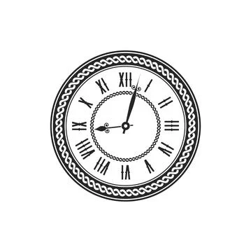 Retro clock dial hour and minute pointers isolated Stock Illustration