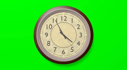 Retro clock on a green background with a looping animation. Stock Footage 65070367