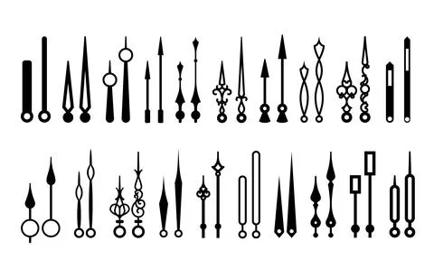 Retro clock hands, hand watch pointer or arrows Stock Illustration