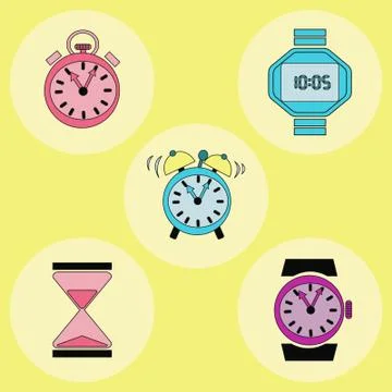 Retro clock icons Stock Illustration