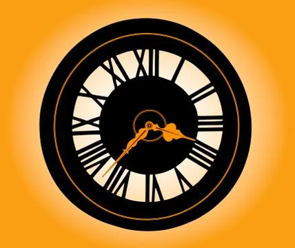 Retro clock with roman numerals Stock Illustration