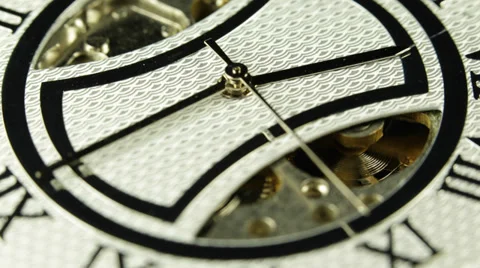 Retro Clock Watch Face Dial Classic Hands Seconds Passing Rush Hour Mechanism Stock Footage 35870829