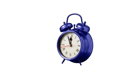 Retro clock, watch, pointer clock, Purple, violet color alarm clock on isolat Stockfoto's