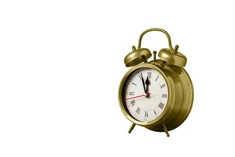Retro clock, watch, pointer clock, Yellow color alarm clock on isolated whi.. Stock Photos