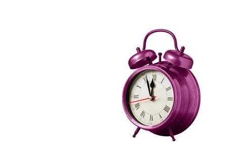 Retro clock, watch, pointer clock, Red color alarm clock on isolated white ba Stock Photos
